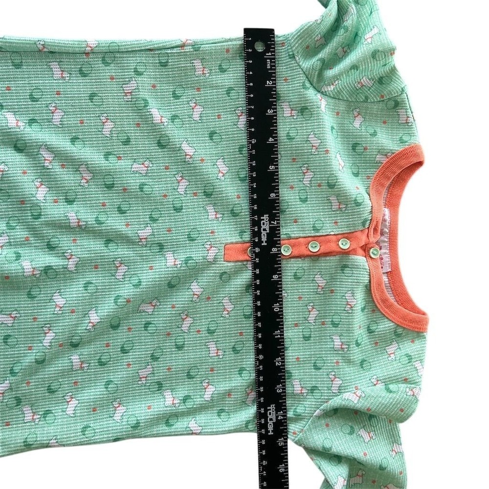 American Girl BeForever Henley Top Girls S Mint Green Scottie Dog Waffle Knit - Picture 4 of 6